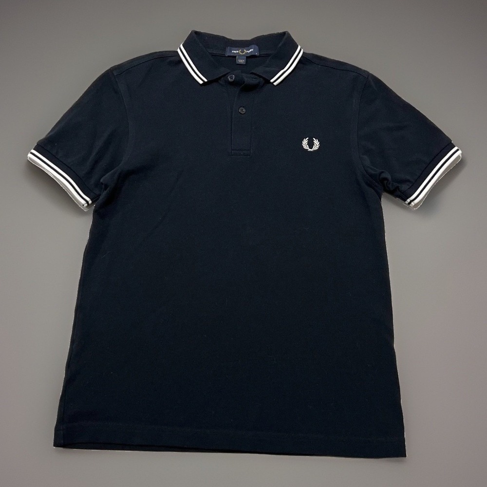 Fred Perry Mens Deep Navy Logo Embroidery Classic Twin Tipped Polo Shirt S